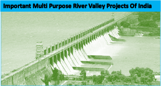 Important Multi Purpose River Valley Projects Of India